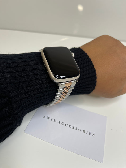 Rose Gold & Silver Apple Watch Band
